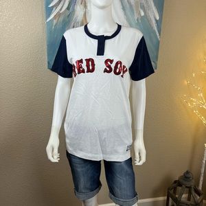 NWT Victoria’s Secret PINK Campus MLB Boston Red Sox Sequin Bling Tee Top $59